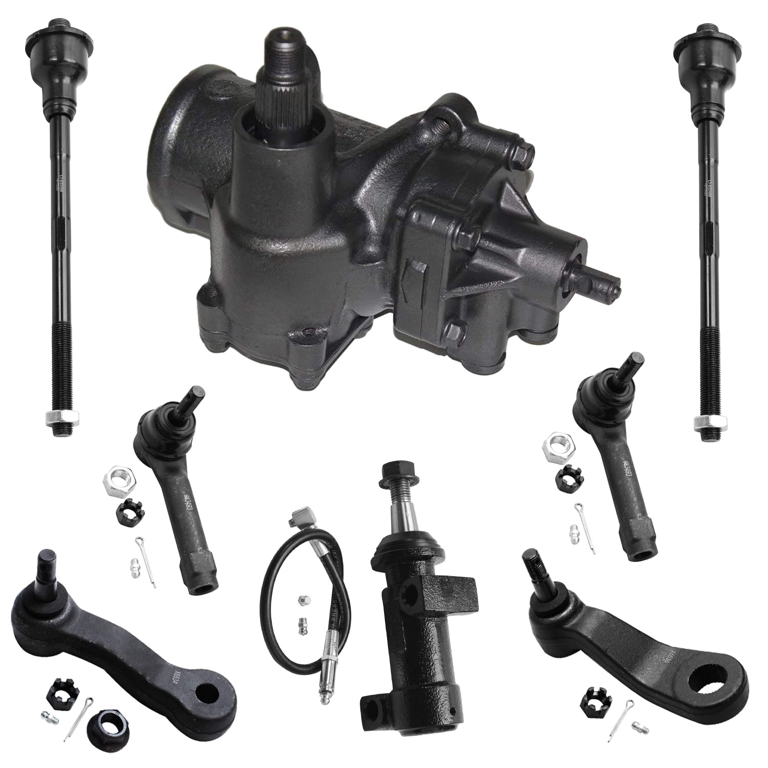 Detroit Axle 8pc Power Steering Gearbox Idler Pitman Arms Tie Rods