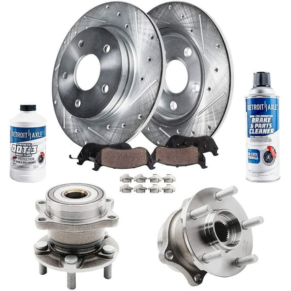 Detroit Axle - 8pc Rear Wheel Bearing Hubs Brake Kit for Subaru Forester Outback Impreza Legacy BRZ