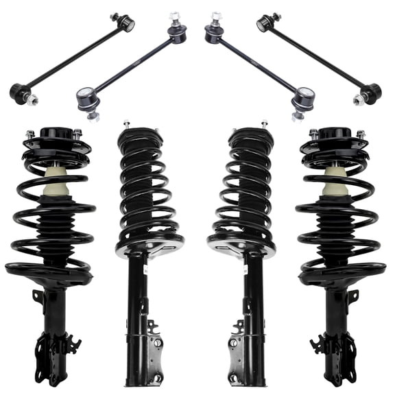 Detroit Axle - 8pc Struts Kit for 1997-2001 Toyota Camry 99-03 Solara Complete Front and Rear 4 Struts w/Coil Spring 4 Sway Bars 1998 1999 2000 Replacement Ready Struts