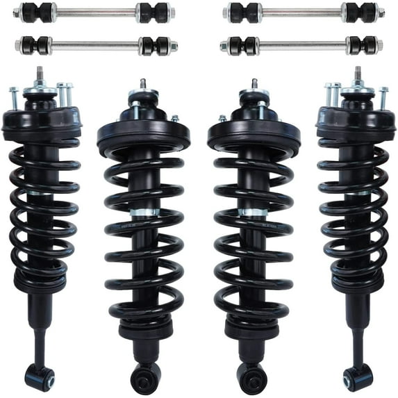 Detroit Axle - 8pc Struts Kit for Ford 2006-2010 Explorer Mercury Mountaineer, Front and Rear Sway Bars Struts & Coil Spring 2007 2008 2009 Replacement Suspension Struts Shocks Assembly