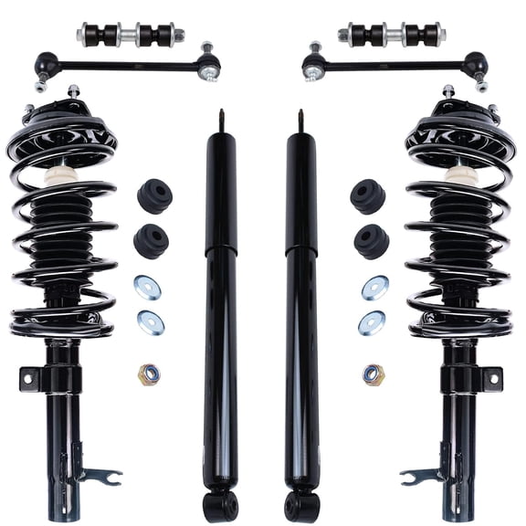Detroit Axle - 8pc Struts Shock Absorbers Kit for 2001-2005 Ford Focus, Front Struts w/Coil Springs Rear Shock Absorbers Front Rear Sway Bar End Links 2001 2002 2003 2004