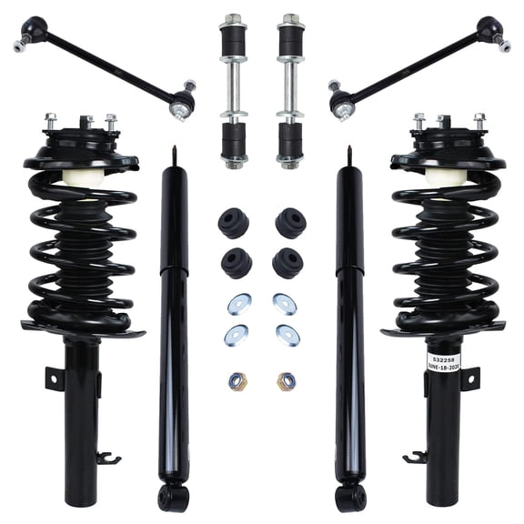 Detroit Axle - 8pc Struts Shocks Kit for 2006-2007 Ford Focus [NOT Fit Wagon] 2 Complete Struts with Coil Spring 2 Shock Absorbers 4 Front Rear Sway Bar Links Replacement Ready Strut Assembly