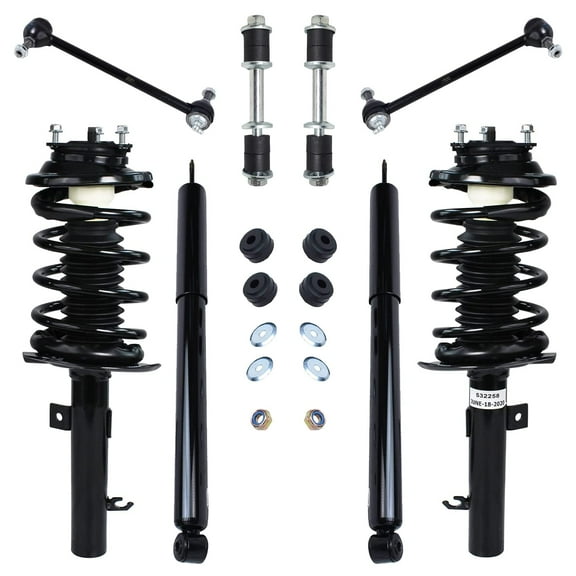 Detroit Axle - 8pc Struts Shocks Kit for 2006-2007 Ford Focus Complete 2 Struts w/Coil Spring 2 Shock Absorbers 4 Front Rear Sway Bar Links Replacement Ready Struts Assembly