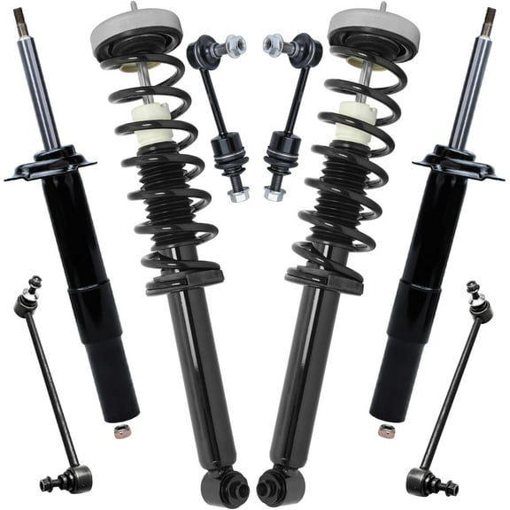 Detroit Axle - 8pc Struts Shocks Kit for BMW 528i 525i 530i 535i, 2 Rear Struts with Coil Springs 2 Front Shock Absorbers 4 Front Rear Sway Bars Replacement Suspension