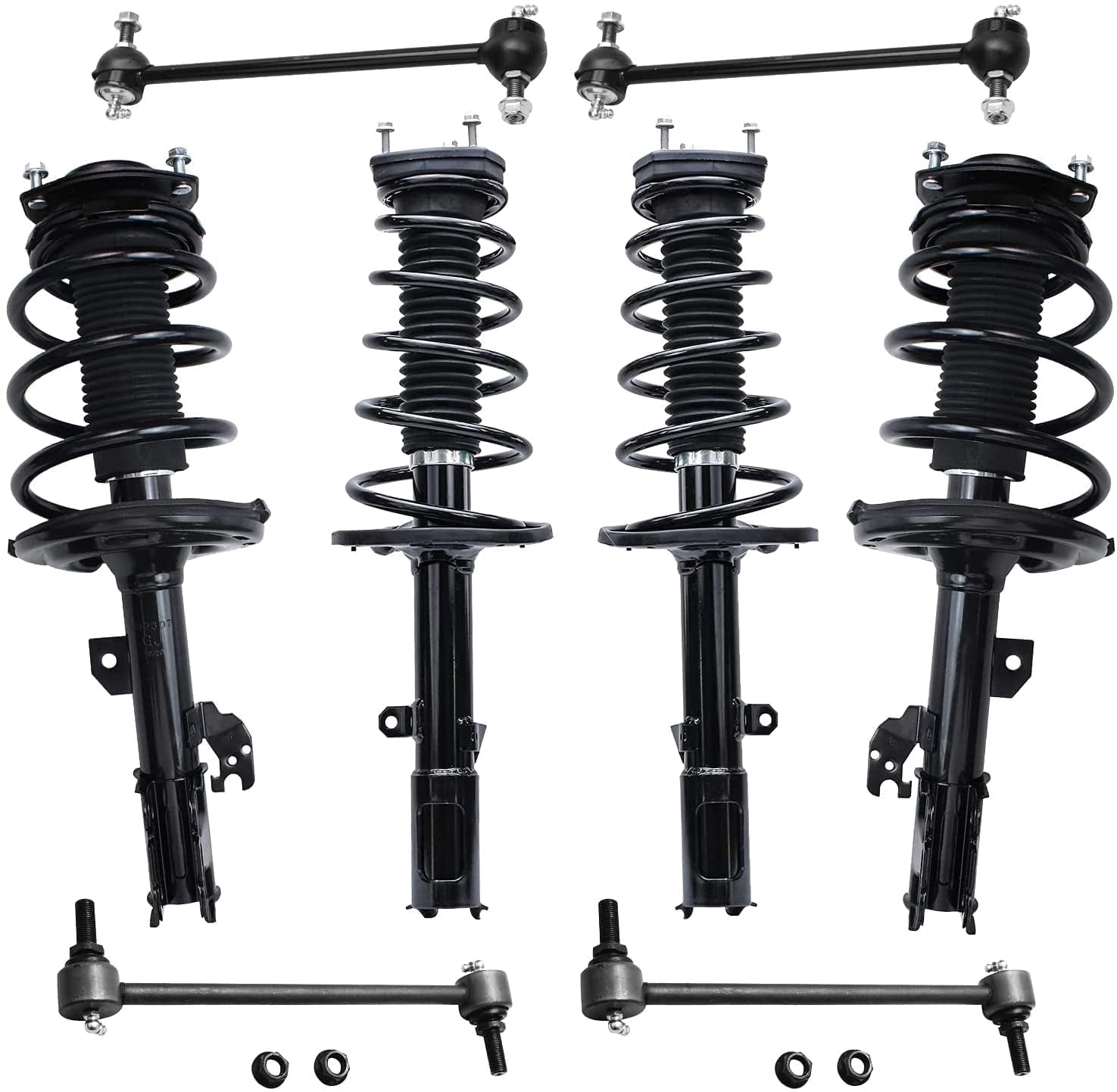 Detroit Axle - 8pc Struts Sway Bars for 2008-2012 Toyota Avalon, Complete 4 Struts with Coil Spring 4 Sway Bar Links 2009 2010 2011 Front and Rear Shocks Assembly