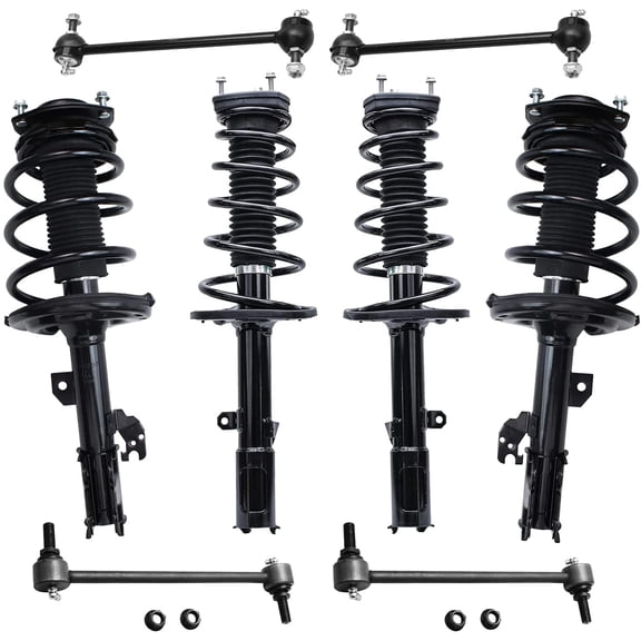Detroit Axle - 8pc Struts Sway Bars for 2008-2012 Toyota Avalon, Complete 4 Struts with Coil Spring 4 Sway Bar Links 2009 2010 2011 Front and Rear Shocks Assembly