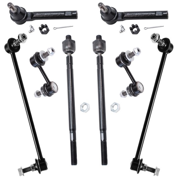Detroit Axle - 8pc Suspension Kit for 2004-2009 Nissan Quest, 4 Front Rear Stabilizer Sway Bar End Links, 4 Front Tie Rod Ends, 2005 2006 2007 2008 Replacement