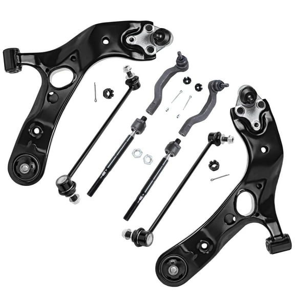 Detroit Axle - 8pc Suspension Kit for 2006-2018 Toyota Rav4, 2 Lower Control Arms w/Ball Joints, 4 Inner and Outer Tie Rods, 2 Sway Bar Links Replacement