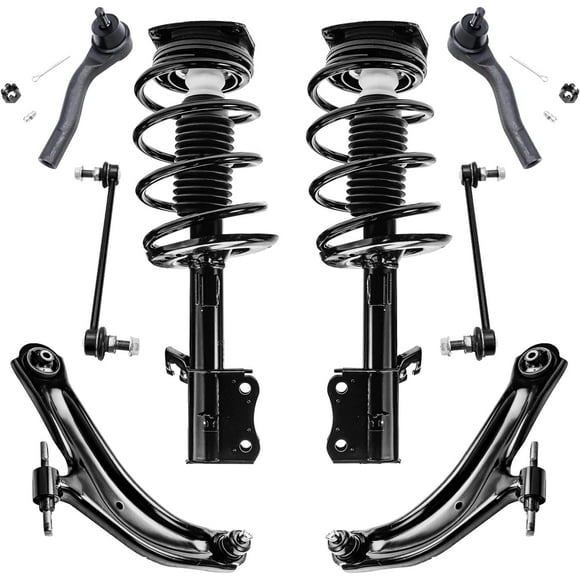 Detroit Axle - 8pc Suspension Kit for 2007-2012 Nissan Sentra 2008 2009 2010 2011, 2 Ready Struts, 2 Lower Control Arms w/Ball Joints, 2 Outer Tie Rods, 2 Sway Bars Replacement