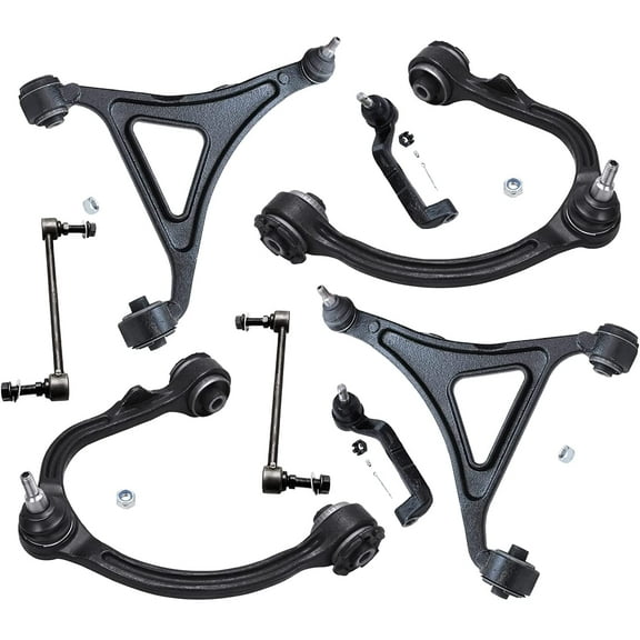 Detroit Axle - 8pc Suspension Kit for AWD 05-10 Chrysler 300, 2007-2010 Dodge Charger, 2005-2008 Magnum, 4 Upper Lower Control Arms w/Ball Joints, 2 Outer Tie Rods, 2 Sway Bar Links Replacement