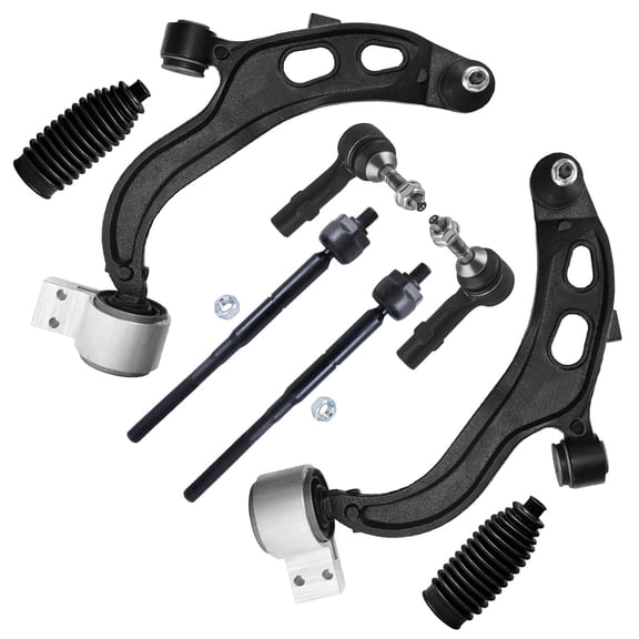 Detroit Axle - 8pc Front End Suspension Kit for 2013-2015 Ford Flex Taurus Lincoln MKT, 2013 MKS, 2 Lower Control Arms w/Ball Joints 4 Inner & Outer Tie Rods 2 Boots Replacement