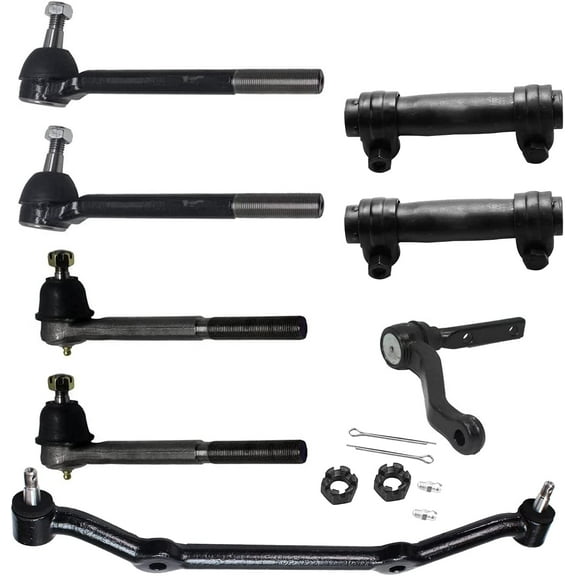 Detroit Axle - 8pc Suspension Kit for RWD 1996-2005 Chevy Blazer, 1996-2003 S10, 4 Inner & Outer Tie Rods, Adjustment Sleeves, Center Link, Steering Idler Arm Replacement