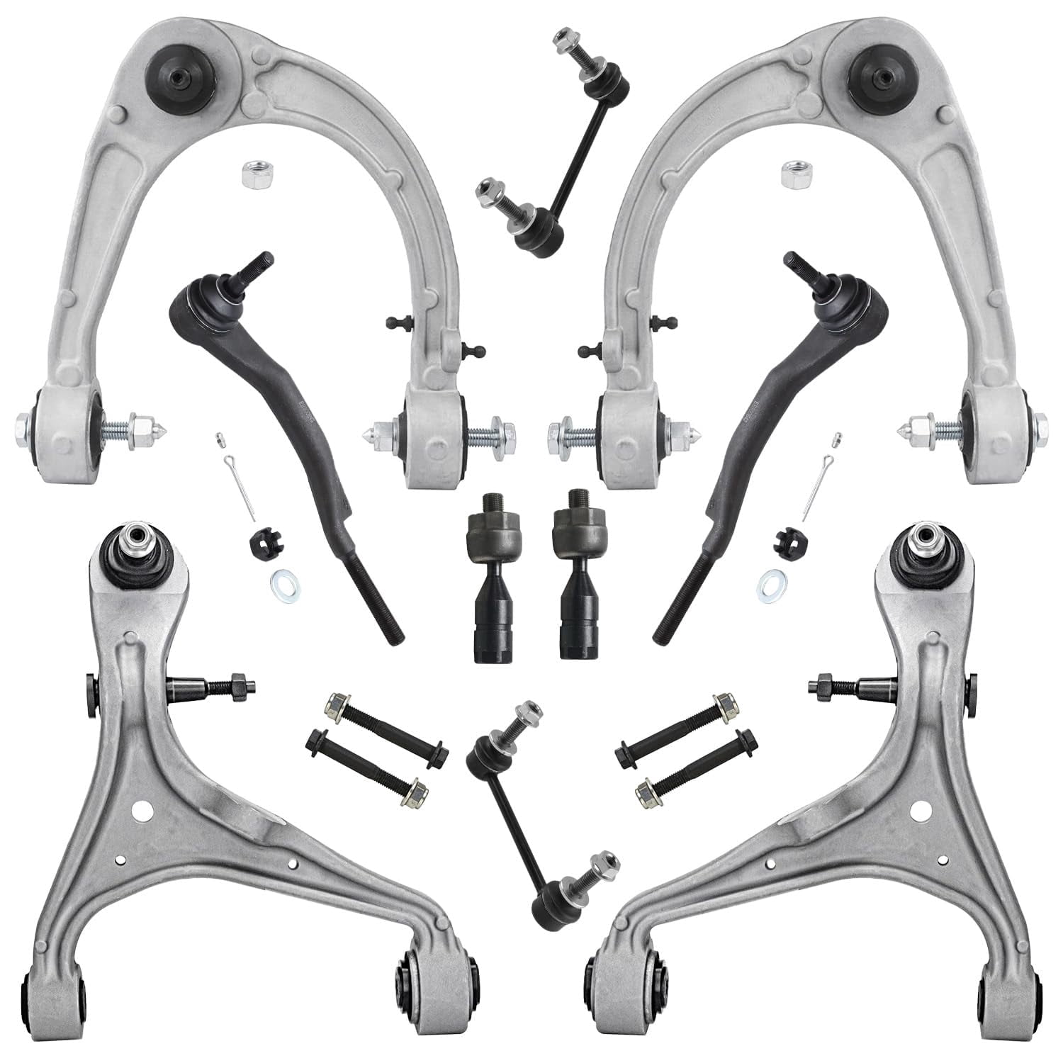 Detroit Axle - AWD 10pc Front End Suspension Kit for 2008-2014 Cadillac CTS, 4 Upper Lower Control Arms Ball Joints 4 Inner Outer Tie Rods 2 Sway Bars 2009 2010 2011 2012 2013
