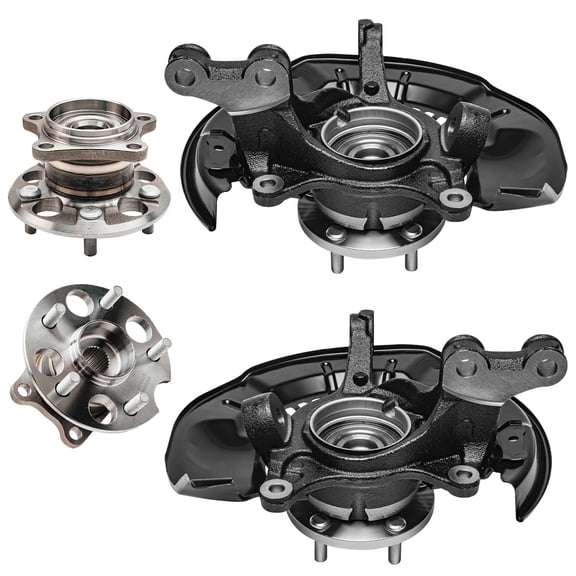 Detroit Axle - AWD 3.5L Steering Knuckles Wheel Bearing Hubs for 2008-2013 Toyota Highlander [w/ABS on Axle], 2 Front Steering Knuckles Wheel Bearing Hubs 2 Rear Wheel Bearing Hubs