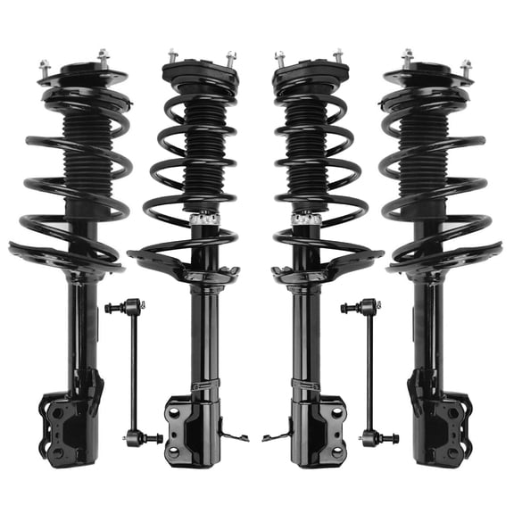 Detroit Axle - AWD 6pc Suspension Kit for Toyota 2010-2013 Highlander 4 Front and Rear Struts with Coil Spring Assembly 2 Front Sway Bar End Links 2011 2012 Replacement