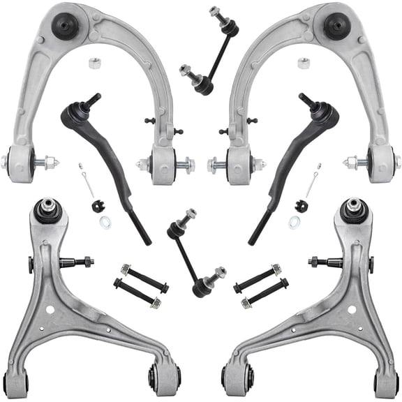Detroit Axle - AWD 8pc Front End Suspension Kit for 2008-2014 Cadillac CTS, 4 Upper Lower Control Arms with Ball Joints 2 Outer Tie Rods 2 Sway Bars 2009 2010 2011 2012 2013