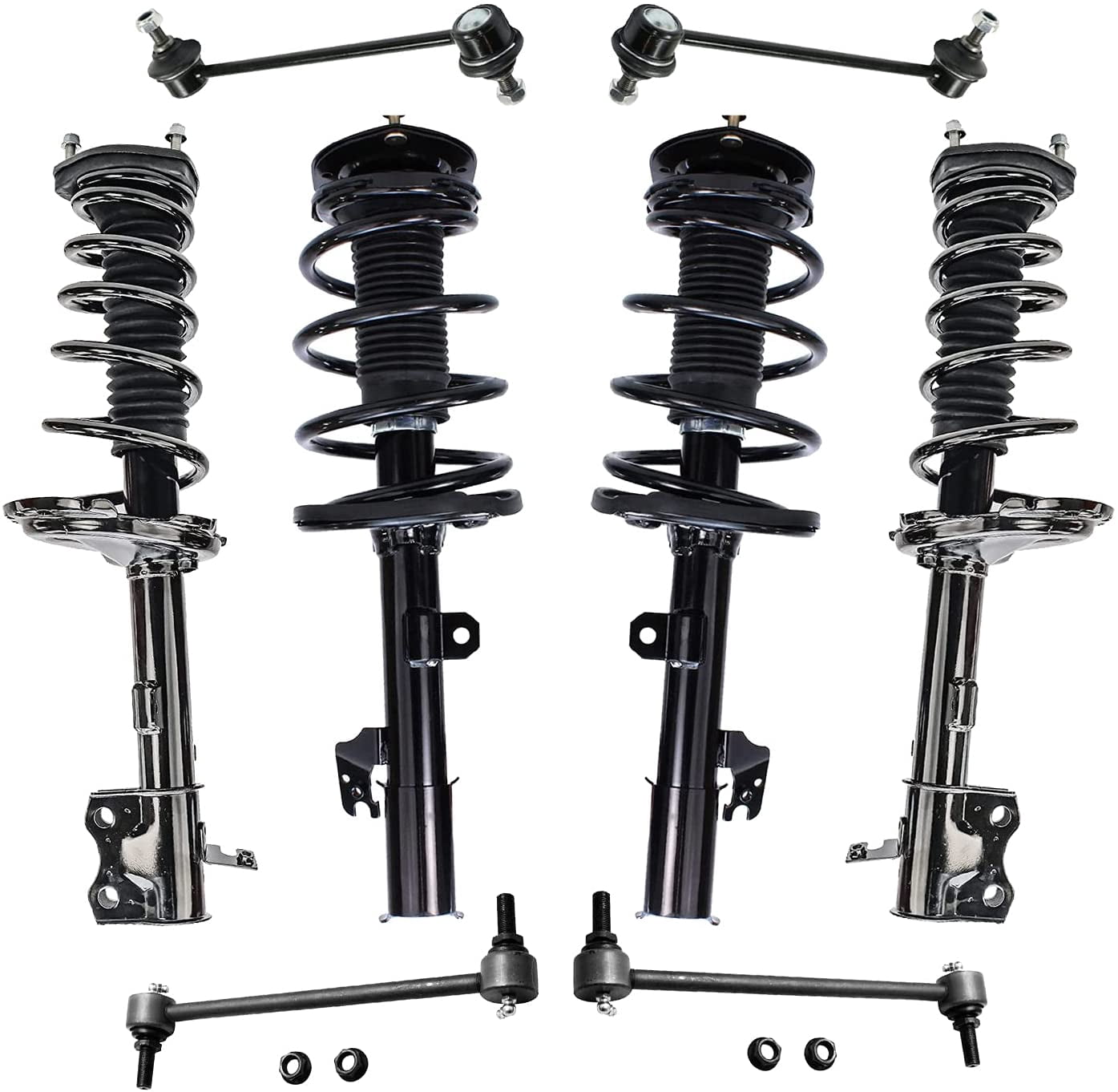 Detroit Axle - AWD 8pc Struts Kit for 2010-2011 Toyota Highlander, Complete 4 Struts with Coil Spring 4 Sway Bar Links Front And Rear Replacement Suspension Struts Shocks