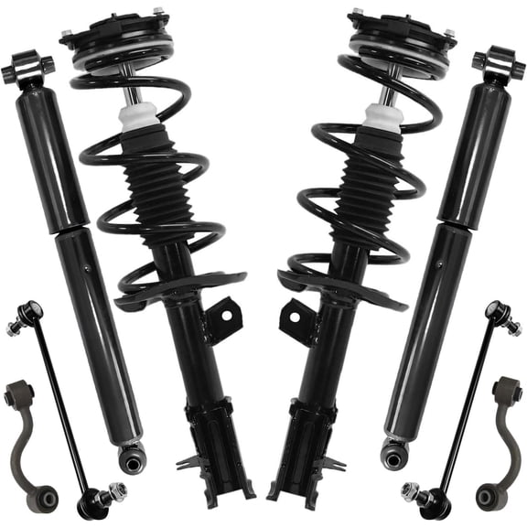 Detroit Axle - AWD 8pc Struts Shocks Kit for 2012 2013 Nissan Rogue 2014 2015 Rogue Select, 2 Front Struts with Coil Springs 2 Rear Shock Absorbers 4 Front Rear Sway Bars Replacement Suspension Kit