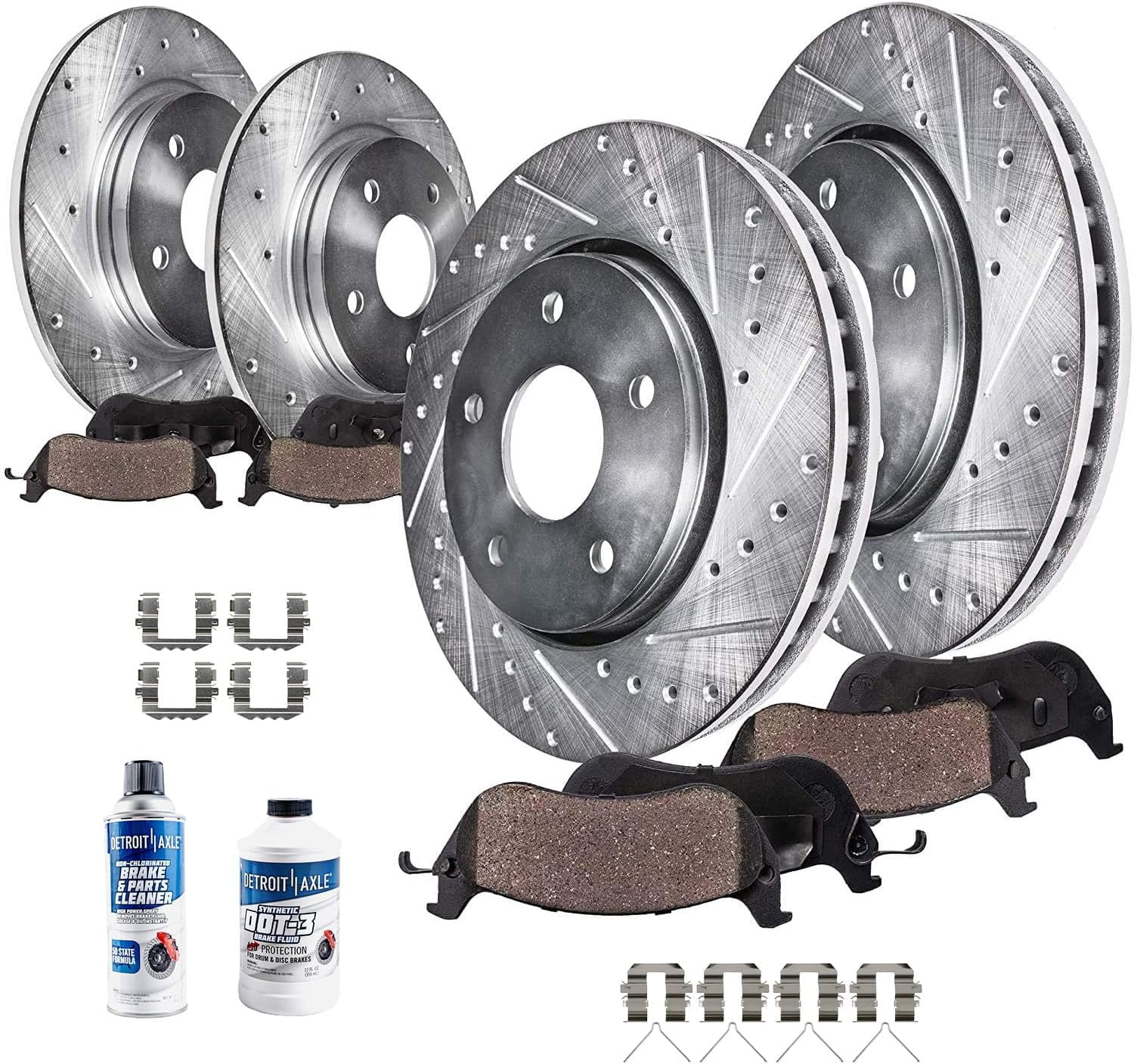 YXPCARS Front & Rear Drilled & Slotted Rotors + Ceramic Brake Pads Kit For Hyundai Elantra 2017-2020 2 thumbnail image