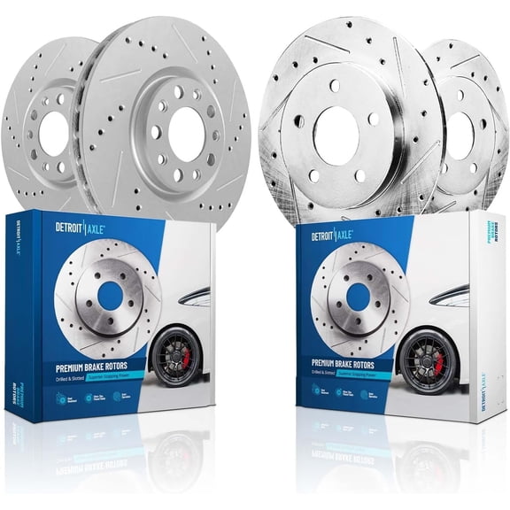 Detroit Axle - Brake Rotors for 2016 2017 2018 Buick Envision, Drilled and Slotted Disc Brake Rotors Replacement: 12.64" inch Front and 12.40" inch Rear Rotor