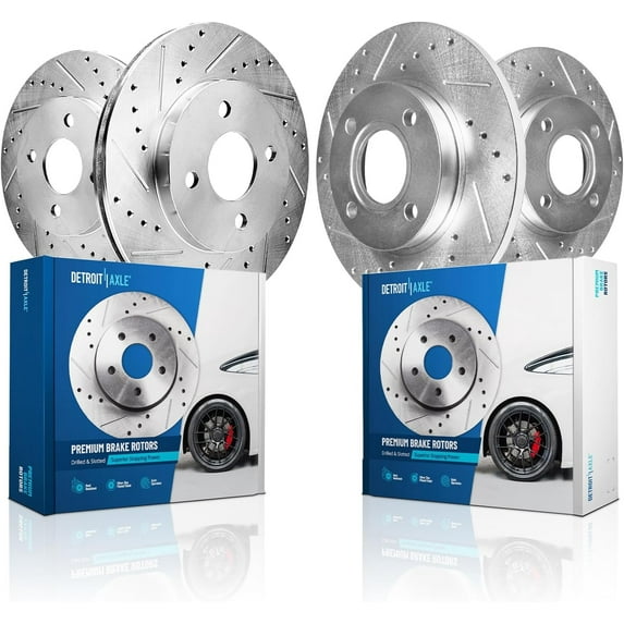 Detroit Axle - Drilled and Slotted Brake Rotors for 2018-2022 Ford Ecosport 2019 2020 2021: 11.81" Front and 10.67" Rear Rotor