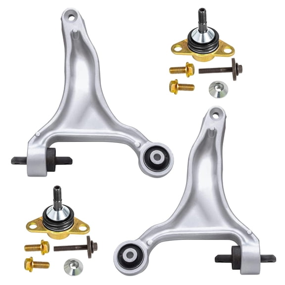 Detroit Axle - AWD Front 4pc Control Arms Kit for 2001-2005 Volvo V70, 2003-2007 Volvo XC70 2 Lower Control Arms 2 Lower Ball Joints 2002 2004 2006 Replacement