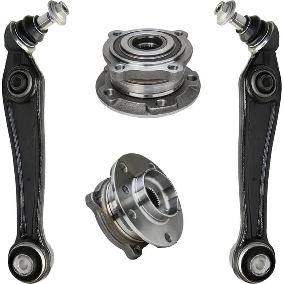Detroit Axle - AWD Front Control Arms Wheel Hub Bearings for 14-18 BMW X5, 15-18 X6, Replacement Lower Rearward Control Arms with Ball Joints Wheel Hub Bearings