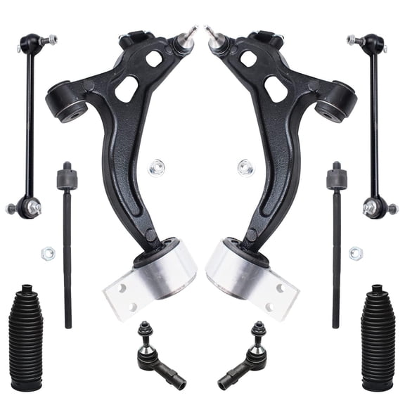 Detroit Axle - 10pc AWD Front End Suspension Kit for 2005-2007 Ford Freestyle Five Hundred Mercury Montego, 2 Lower Control Arms Ball Joint 4 Tie Rods 2 Sway Bars 2 Boots Replacement
