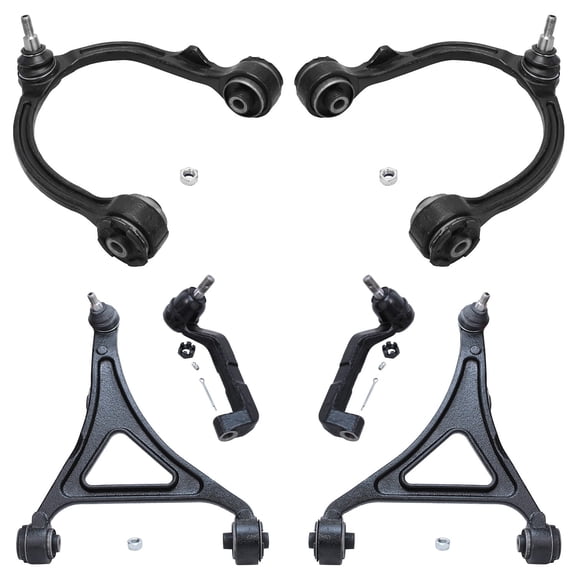 Detroit Axle - 6pc AWD Front End Control Arms Kit for 2005-2010 Chrysler 300, 2007-2010 Dodge Charger, 2005-2008 Magnum, 4 Upper & Lower Control Arms w/ Ball Joint 2 Outer Tie Rods Replacement