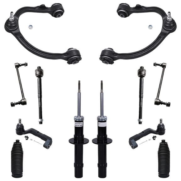 Detroit Axle - 12pc AWD Front End Kit for 05-10 Chrysler 300, 05-08 Dodge Magnum, 07-10 Charger, Shock Absorbers Upper Control Arms w/ Ball Joint Tie Rods Sway Bars Boots Replacement