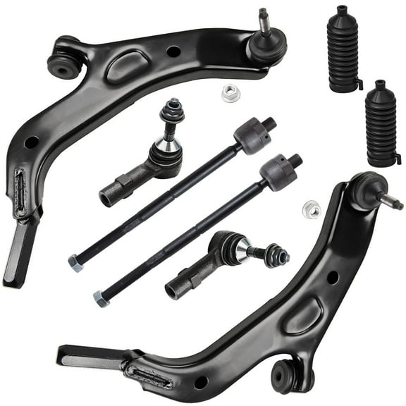 Detroit Axle - AWD Front Lower Control Arms + Inner & Outer Tie Rods Kit Replacement for 2009 Ford Flex Taurus X Mercury Sable - 8pc Set