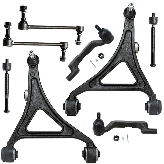 Detroit Axle - AWD Front Lower Control Arms + Tie Rods Sway Bars Suspension Kit Replacement for Dodge Charger 300 - 8pc Set