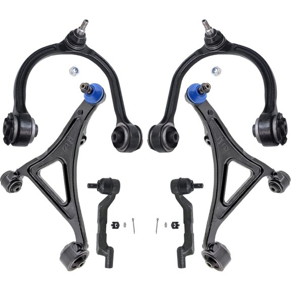 Detroit Axle - AWD Front Lower & Upper Control Arms w/ Ball Joints + Outer Tie Rods Replacement for Dodge Charger 300 - 6pc Set