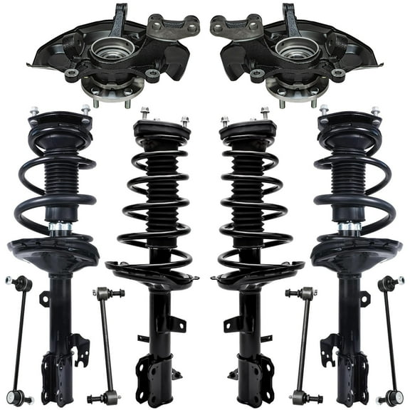 Detroit Axle - AWD Front Steering Knuckles Struts Kit for Lexus RX330 RX350 RX400h, Steering Knuckle and Wheel Bearing Hubs Front Rear Struts w/Coil Spring Sway Bars Replacement Suspension - 10pc Set