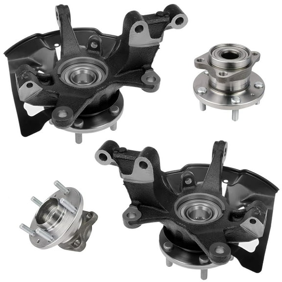 Detroit Axle - AWD Front Steering Knuckles w/Hub + Rear Wheel Hub Bearings Replacement for 2007-2015 Mazda CX-9