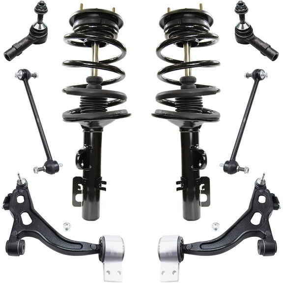 Detroit Axle - AWD Front Struts Control Arms Sway Bar Links Outer Tie Rods Replacement for 2005 2006 2007 Ford Five Hundred Mercury Montego