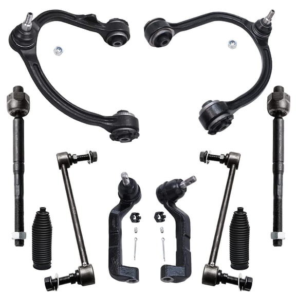 Detroit Axle - AWD Front Upper Control Arms w/Ball Joints + Sway Bars + Tie Rods Replacement for Chrysler 300 Dodge Magnum Charger - 10pc Set