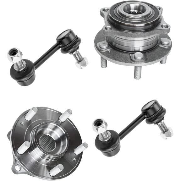 Detroit Axle - AWD Rear 4pc Wheel Bearing Hubs Kit for Hyundai Santa Fe Sport XL Kia Sorento, 2 Wheel Bearing Hubs Assembly 2 Sway Bar Links Replacement