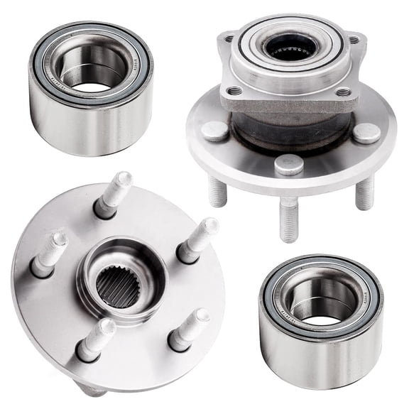 Detroit Axle - AWD Wheel Bearing Hubs Kit for 2003 2004 2005 2006 Toyota Matrix Pontiac Vibe, 2 Rear Wheel Bearing Hubs Assembly 2 Front Wheel Press Bearings Replacement