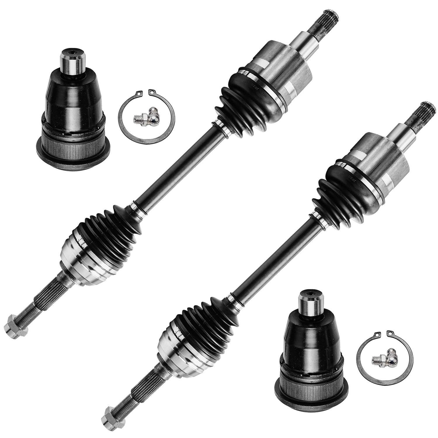 Detroit Axle - 4WD Front Left & Right CV Axle Shafts Upper Ball Joints for Chevy Trailblazer GMC Envoy Isuzu Ascender - 4pc Set