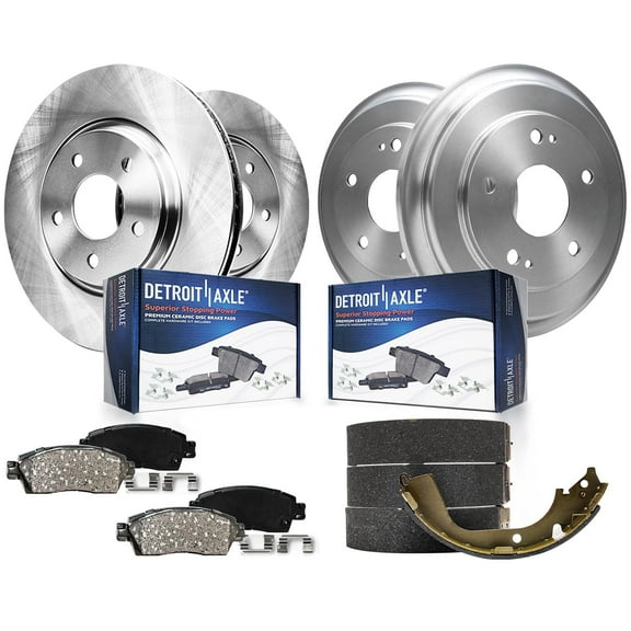 Detroit Axle - Brake Kit for 2006-2011 Honda Civic Front Disc Brake Rotors Ceramic Brakes Pads Rear Brake Drums Brake Shoes Replacement : 10.3" Front Rotor
