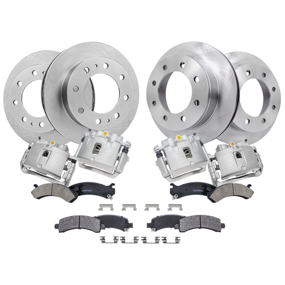 Detroit Axle - 12pc Brake Kit for 2003-2020 Express Savana 3500, 2006-2016 Express Savana 2500, Front Rear Disc Brake Rotors Ceramic Brakes Pads Brake Calipers