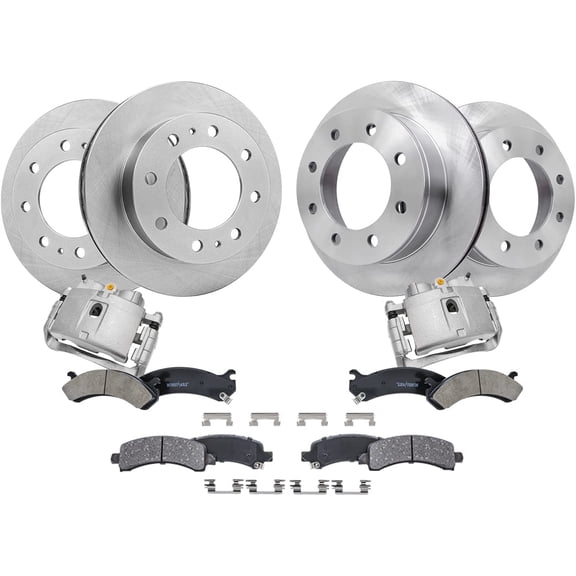 Detroit Axle - Brake Kit for 2006-2016 Chevy GMC Express Savana 2500, 2003-2020 Express Savana 3500, Front & Rear Disc Brake Rotors Ceramic Brakes Pads Front Brake Calipers