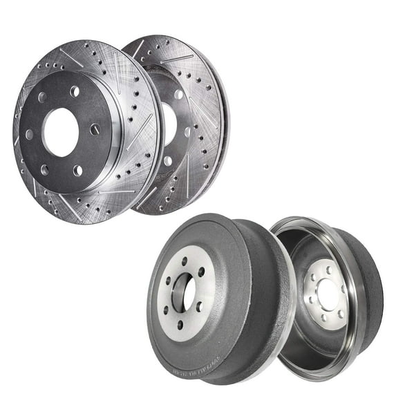 Detroit Axle - Brake Kit for 1998-2002 Dodge Durango 00-02 Dakota Replacement Front Drilled Disc Brake Rotors 1999 2000 2001 REAR Brakes Drums: 11" Brake Drum