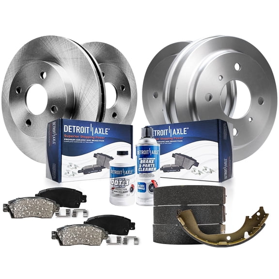 Detroit Axle - 4-Lug Brake Kit for 2001-2006 Nissan Sentra 1.8L, Front Brake Rotors Rear Brake Drums Front Ceramic Brake Pads Rear Semi-metallic Brake Shoes: 10.10'' Front Rotors