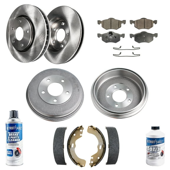 Detroit Axle - Brake Kit for 2001-2007 Ford Escape Mazda Tribute Mercury Mariner Front Disc Brake Rotors Ceramic Brakes Pads Rear Brake Drums Brake Shoes Replacement 2001 2002 2003 2004 2005 2006 2007