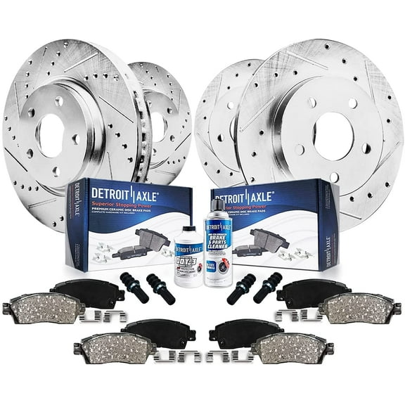 Detroit Axle - Brake Kit for 2005-2009 Subaru Outback, 2006-2009 Legacy Replacement Drilled & Slotted Brake Rotors 2007 2008 Ceramic Brakes Pads: 11.54" inch Front and 10.79" inch Rear Rotors