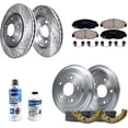 thumbnail image 1 of Detroit Axle - Brake Kit for 2006-2011 Honda Civic Front Drilled and Slotted Disc Brake Rotors Ceramic Brakes Pads Rear Brake Drums Brake Shoes 2007 2008 2009 2010 Replacement : 10.3" inch Front Rotor, 1 of 1