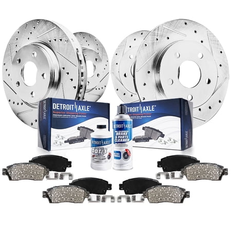 Detroit Axle - Brake Kit for 2006-2018 Toyota RAV4 Drilled Slotted Disc Rotors Ceramic Brake Pads: 11.65" Front & 11.06" Rear