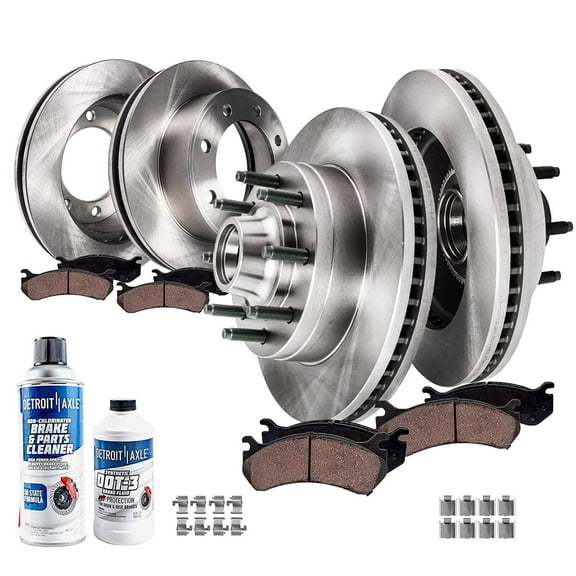 Detroit Axle - Brake Kit for 2008-14 Ford E-150 E-250, 08-21 E-350 Super Duty Front & Rear Brake Rotors Ceramic Brakes Pads 2009 2010 2011 2012 2013 2014 Replacement